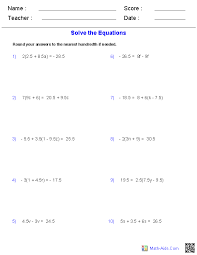 Some of the worksheets displayed are solving linear equations variable on both sides, multi step equations date period, kuta equations with sides, multi step equations notes and ws, solving equations containing fractions and decimals, steps for solving multi step equations, multi step. Pre Algebra Worksheets Equations Worksheets