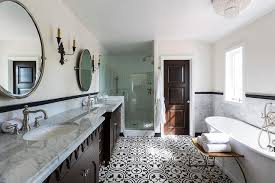 Today, we will feature mediterranean bathroom designs which will not just lead you back to classic interiors but will also show you how the classic look can be combined with the current ones. Mediterranean Bathroom With Black And White Cement Tiles Mediterranean Bathroom