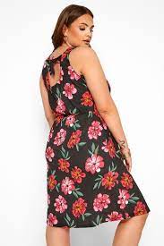 Verkaufe hier ein schönes weißes kleid, ohne gürtel. Hibiskus Kleid Mit Schleife Im Rucken Schwarz Yours Clothing