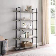 (5 shelves) 75 h x 60 w x 14 d wayfair north america $ 389.99. Belleze Industrial Bookshelf Open Wide Office Etagere Book Shelf Wood And Metal Bookcases Walmart Com Walmart Com Metal Bookcase Bookcase Shelves