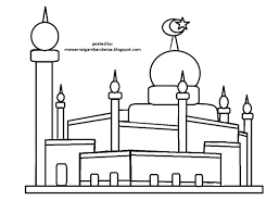 Selain itu juga ada gambar sketsa masjid yang menarik dan megah. Masjid Kartun Hitam Putih