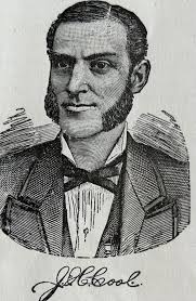 James Harris Cool 1848-1908 was a druggist who operated a store in the Gay  Block at 40 Madison Street. Besides selling items from other manufacturer's  he is a manufacturer and jobber of