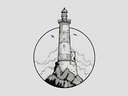 Pin By Tara Stewart On Tattoos White Tattoo Lighthouse Tattoo Black And White Illustration