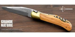 Couteau Laguiole Grande Nature Olivier Tire Bouchon Lame Inox 12c27 Mitre Laiton Couteau Couteau Laguiole Arbalete