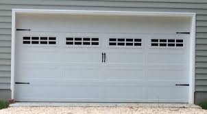 16x8 Model 5951 Stamped V Groove Long Panel Garage Door With Square Stockton Top Glass And Black Decorativ Home Building Design Garage Doors Garage Door Panels