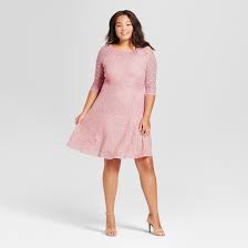Women S Plus Size 3 4 Sleeve Lace Fit And Flare Dress Notations Target Fit And Flare Dress Clothes For Women Dresses