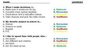 Harry Potter Sorting Hat Quiz For Students With Answer Key Harry Potter Sorting Hat Harry Potter Sorting Hat Quiz Harry Potter Sorting