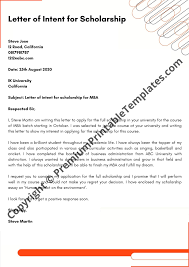 Letter Of Intent For Scholarship Editable Pdf Premium Printable Templates