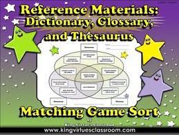 Reference Materials Dictionary Glossary And Thesaurus Venn Diagram 1 Word Reference Venn Diagram Glossary