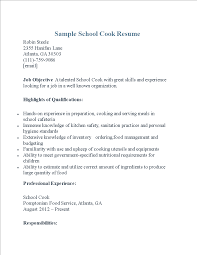 school cook curriculum vitae