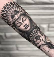 Black And White Half Sleeve Tattoo Designs Full Sleeve And Half Sleeve Tattoo Ideas For Women Sleevetattoos Women Tattoos Buddha Tattoo Sleeve Buddha Tattoo Design Buddhist Tattoo