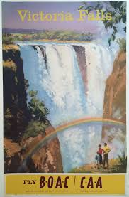 Original Travel Poster Victoria Falls Boac Rhodesia Zimbabwe Africa Wootton Rare Vintage Travel Posters Vintage Travel Posters Vintage Airline Posters