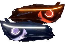 Headlight for 2015 2016 2017 toyota camry le xle models left with bulb (fits: 2015 17 Toyota Camry Led Headlights Custom Halos Color Changing Demon Eyes