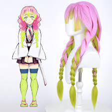 Mitsuri Kanroji Demon Slayer: Kimetsu No Yaiba Long Pink Green Heat  Resistant Hair Authentic Cosplay Costume Wig