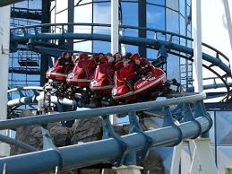 Euro Mir At Europa Park Germany The Tracks Of The High Speed Roller Coaster Are Winding Themselves Around Enormous Reflecting Tow Freizeitpark Achterbahn Park