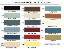 1954 Chevrolet Body Colors 1954 Classic Chevrolet