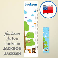 Wallclipz Personalized Forest Animals Growth Chart Fabric