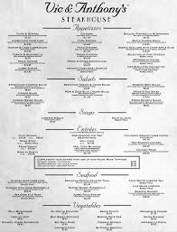 Menu From Vic Anthony S Nice Lines But Difficult To Read Vegas Trip Steakhouse Live Maine Lobster