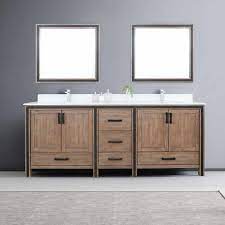 This classic design double sink bathroom vanity has beautiful hand carved moldings. Lexora Ziva 80 Rustic Barnwood Double Vanity With Cultured Marble Top