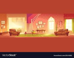 Over 444,384 room pictures to choose from, with no signup needed. Home Interior With Hallway Entrance Stairs On Second Floor And Furniture Bright Hall Living Room Living Room Cartoon Living Room Vector Hall And Living Room