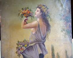 Maybe you would like to learn more about one of these? True Vintage C 1920s Oil On Canvas Original Portrait Greek Goddess Chloris Goddess Of Flowers Nymph In Purple Robes In Elysian Fields By Lazydogantiquestore From Lazy Dog Antiques Of Chicago Il