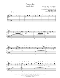 Despacito By Luis Fonsi Daddy Yankee Justin Bieber Piano Sheet Music Rookie Level