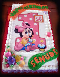 Birthday Cake Designs For 1 Year Old Minnie Mouse One Year Birthday Cake For A Baby Girl Done By Me And My Mom Birthday Cake With Photo Minnie Mouse Birthday Cakes Mickey Mouse Birthday Cake
