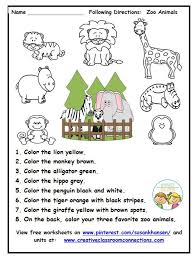 This Zoo Worksheet Provides Practice For Students To Read And Follow Directions Other Primary Worksheets An Zoo Animal Activities Zoo Crafts Animal Worksheets