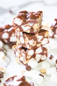Super Easy Rocky Road Fudge Recipe Rocky Road Fudge Fudge Recipes Easy Fudge With Condensed Milk