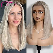 Ash Golden Blonde Wig Human Hair Pre Plucked 13x4 HD Transparent Short Bob  High Density For Women Vacation Hair Comfortable