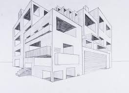 Architektur Raumliche Darstellung Von Architektur Perspektive Mit 2 Fluchtpunkten Futuristisches Geba Fluchtpunkt Perspektive Kunst Fluchtpunkt Zeichnen