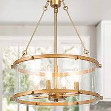 Progress lighting markor 22 drum shade modular pendant system, summer linen by progress lighting (1) $192. Buy Gold Chandelier 4 Light Drum Chandelier Lighting Dining Room Lighting Fixtures Hanging With Seeded Glass Shade Chandeliers For Dining Rooms Living Room Entryway Foyer 16 5 D X 22 H Ensp Online In Indonesia B08wl8yl14