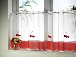 red and white kitchen curtains photo