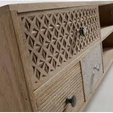 Phonoschranke Mangobaum Schubladen Naturfarben