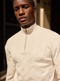 Sale Black Long Sleeve Zip Neck Knitwear