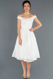 Ekru Kayik Yaka Isleme Detayli Midi Boy Abiye Abk798 Elbise Modelleri The Dress Elbise