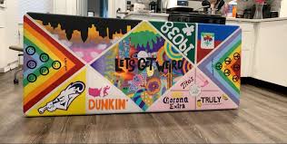Painted Pong Table In 2020 Beer Pong Table Painted Diy Beer Pong Table Beer Pong Table Diy