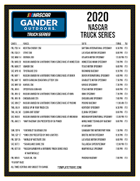 Nascar truck schedule season 2021. Printable 2020 Nascar Truck Series Schedule