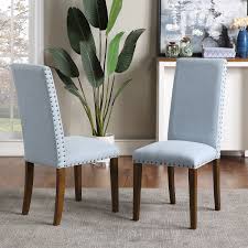 Parsons dining chairs set of 2, modern style dining room chair with wood legs and brass nail heads, upholstered kitchen room chair for vintage style and modern decoration. Set Of 2 Dining Room Chairs Living Room Side Chairs Upholstered Accent Chairs With Solid Wood Legs Contemporary Dining Chairs With Armless For Hotel Restaurants Wedding Home Kitchen B2374 Walmart Com
