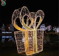 Outdoor Customized New Christmas Decoration 3D Large Gift Box Led Motif  Lights