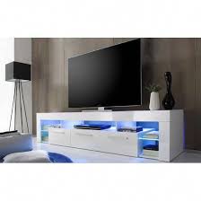 Score Large Tv Stand In White High Gloss With Blue Led Light Tvstandideasforlivingroom Large Tv Stands Glass Tv Stand Living Room Tv Stand