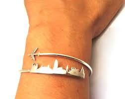 Silver London Skyline Bracelet Bangle Airplane Bracelet Etsy Taki Aksesuarlar Moda