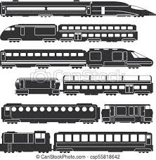 Trains And Wagons Black Vector Railway Train Silhouette Train Wagons