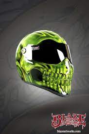 Toxic Green Skull Motorcyce Helmet Cool Bike Helmets Motorbike Helmet Custom Helmets