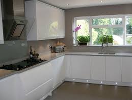 3000 x 720 x 40mm. White Gloss Kitchen With Grey Floor Novocom Top