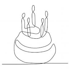  One Line Birthday Cake With Candle Minimalist Design Banner Vector Illustration Isolated On White Background For Celebration Moment Muffin Clipart Cake Line Candle Illustration Banner Vector Birthday Illustration