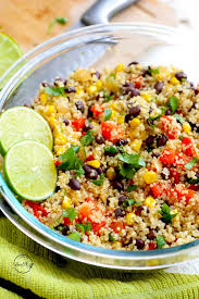 In a large bowl, whisk together the olive oil, lime juice, vinegar and cumin. Quinoa Black Bean Salad Make Ahead A Pinch Of Healthy