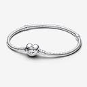 Silver Charm Bracelet with Heart Clasp | Sterling silver | Pandora US