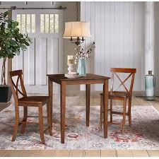 Furniture and accents for every room. International Concepts 30 X 30 Counter Height Dining Table With 2 X Back Stools 24 Seat Height 3 Piece Dining Set Accuweather Shop