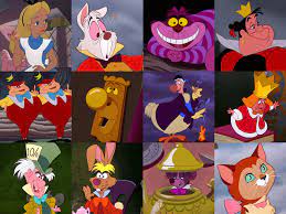 Alice, white rabbit, mad hatter, queen of hearts, tweedle dee & tweedle dum, march hare, cheshire cat. Alice In Wonderland Character Blitz Quiz By Thebiguglyalien